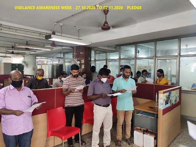 VIGILANCE AWARENESS WEEK - 27.10.2020 TO 02.11.2020 - PLEDGE