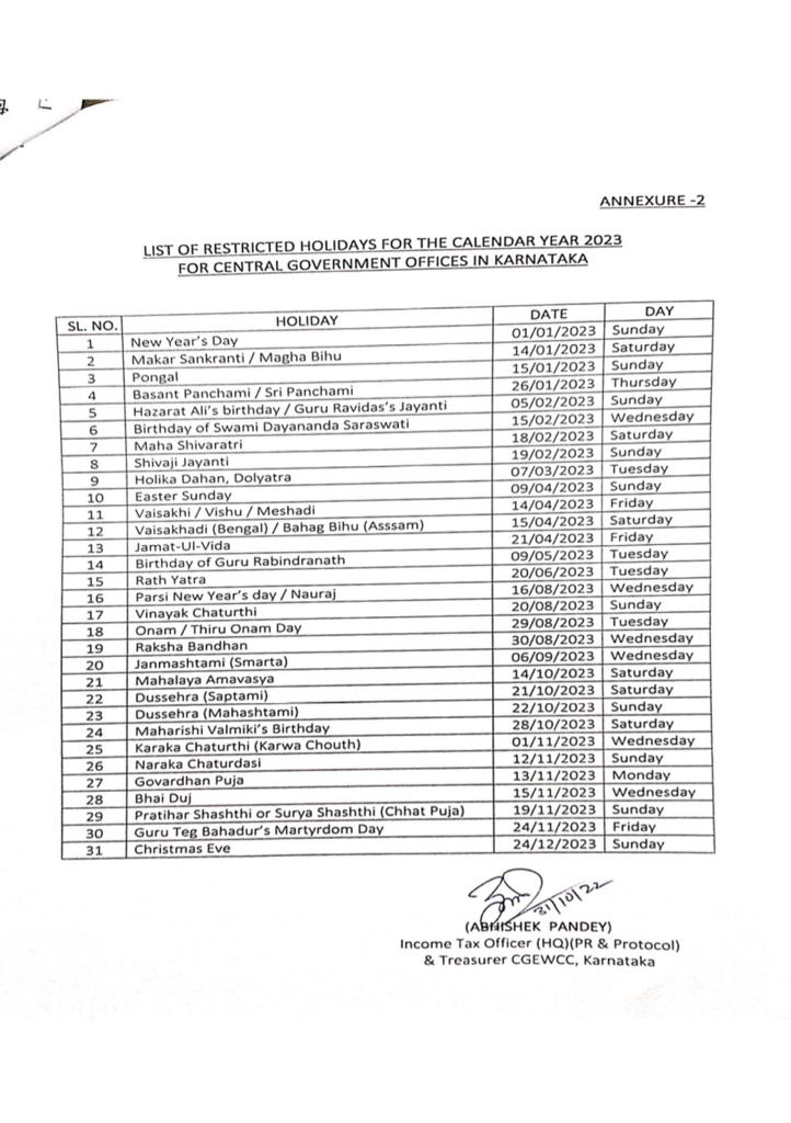 2024 Holiday Calendar Bangalore State - Janine Kimmie